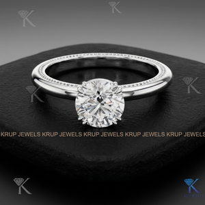 Anillo de Compromiso Solitario con Diamante de Corte Brillante Redondo en Oro Rosa Chapado, Certificado IGI, Estilo Clásico, Joyería para Mujer - Product Image 3