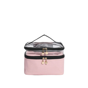 Bolsa de Maquillaje Ecológica Transparente de Material Reciclado con Ribete de Cuero Vegano - Product Image 1