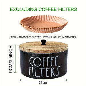 กล่องเก็บตัวกรองกาแฟทรงกลมฝาไม้สีดำสำหรับทำกาแฟ - Product Image 2