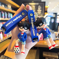 Gantungan Kunci Boneka Silikon Gel 3D Anime Detektif Conan Bergaya Kartun Lucu, Tidak Beracun, untuk Tas Ransel & Gantungan Mobil