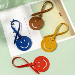 Cute Smile Face <b>Bag</b> <b>Charm</b> PU Leather Smiling Keychain Pendant Hanging <b>Bag</b> <b>Charms</b> for Purses - Product Image 1