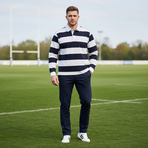 男女通用 B15 定制橄榄球队服 透气条纹长袖平纹针织面料 适合重量级 100% 聚酯纤维球衣 男女皆宜 - Product Image 3