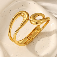 Nouveau bracelet asymétrique ajouré pour femme, double ligne géométrique, en alliage de zinc plaqué or, tendance, simple et élégant