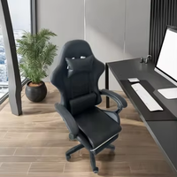 Fauteuil de Gamer Exécutif YOUGE au Design Minimaliste, Chaise de Bureau Ergonomique Pivotante en Métal et Cuir Synthétique PU, avec 3 vérins à gaz et Fonction Relevable