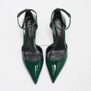 6002-4 Escarpins Femme Cuir Verni Été Sandales à Bride Cheville Bout Pointu Côté Ouvert Respirant Sexy Talons Aiguilles 6cm Chaussures - Product Image 3