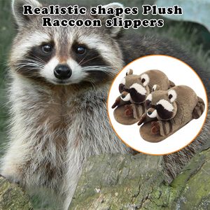 Pantuflas de algodón con <span class=keywords><strong>Panda</strong></span> Rojo mapache para niñas, cómodos zapatos de felpa para el hogar con forro de malla y relleno de algodón PP - Product Image 3