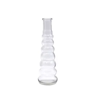 Versand fertige Kerzenhalter Klarglas vase mit goldenen Waben dekor Licht halter Geschenke Glasflasche für die Inneneinrichtung