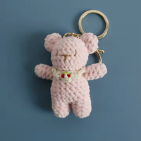 Mignon tricoté à la main Amigurumi Crochet dentelle ours en peluche jouets porte-clés sac pendentif à breloque Animal poupée porte-clés cadeau accessoires