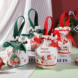Sac cadeau en toile recyclable pour Noël, mariage ou enfants, avec cordon de serrage et ruban, pour bonbons et cadeaux de remerciement - Product Image 2