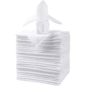 Serviettes de table rectangulaires personnalisées en polyester jacquard blanc, faites à la main, pour mariages et hôtels – Style lin lavé, durables et jetables - Product Image 1
