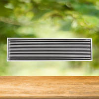 Diffuseur linéaire standard à fente rectangulaire, pré-encastré, monobloc, double couche, pour sortie d'air et ventilation, sans matériau.
