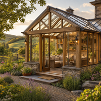 Véranda en aluminium et verre HUACAI avec toit polygone, verre feuilleté trempé de sécurité, maison de jardin moderne pour villa