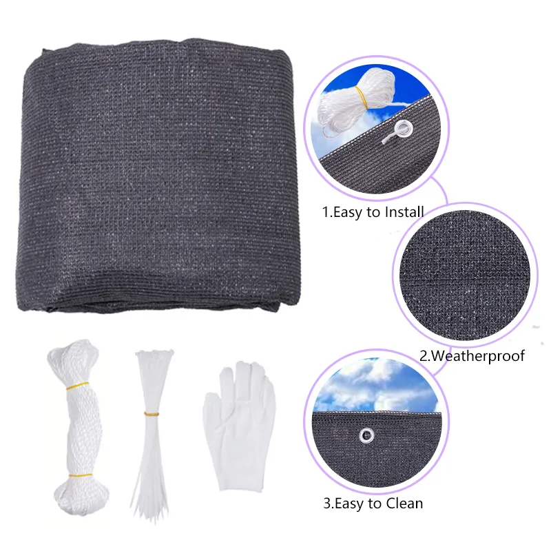Eco-Friendly Weatherproof UV Black Sun Shade Mesh Cloth Shading Net For Car Parking