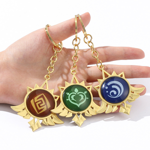 Gioco di vendita caldo <span class=keywords><strong>Genshin</strong></span> Impact 7 Element Eye of God portachiavi luminosi a doppia faccia accessori Cosplay - Product Image 1
