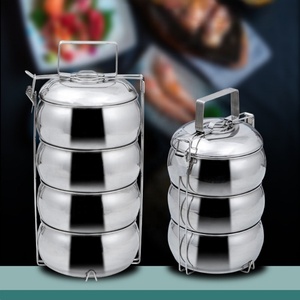 2/3/4 strato in acciaio inox a forma di tamburo piramide da asporto porta pranzo trasportatore alimentare per il confezionamento alimentare - Product Image 4