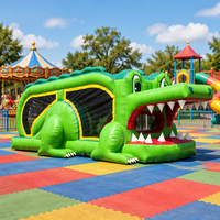 Parcours d'obstacles gonflable commercial pour enfants et adultes, idéal pour les événements extérieurs, location de château gonflable, jeu de course avec toboggan