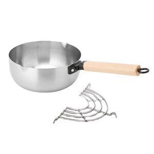 Pot pour aliments pour bébés en acier inoxydable 304, avec poignée en bois, épaissi pour la soupe au lait pour nourrissons de 0 à 12 mois - Product Image 1