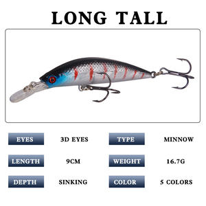 Señuelo de pesca XY-124 Minnow de 90 mm y 16,7 g, hundimiento lento, cebo duro para pesca de lubina. - Product Image 5