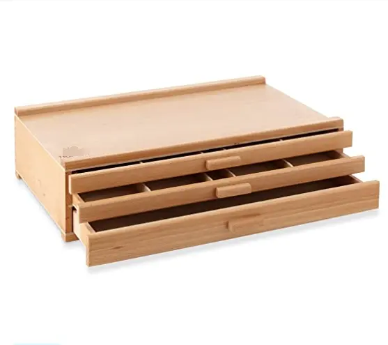 3 Drawer Wooden Artist Storage Supply Box for Pastels  Pencils  Pens  Markers  Brushes and Tools