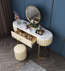 Chambre à coucher moderne avec cadre <span class=keywords><strong>en</strong></span> acier inoxydable table de toilette <span class=keywords><strong>en</strong></span> marbre ensemble de table de maquillage <span class=keywords><strong>en</strong></span> <span class=keywords><strong>bois</strong></span> coffre à tiroirs pour beauté ongles <span class=keywords><strong>spa</strong></span> S - Product Image 6