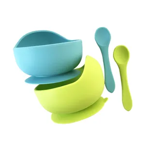 Alimentazione del bambino del Silicone ciotola e cucchiaio isolamento termico resistente alle alte e basse temperature alimentazione del bambino del silicone set