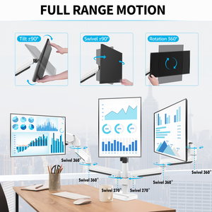 <span class=keywords><strong>Supporto</strong></span> per Tre <span class=keywords><strong>Monitor</strong></span> Fino a 27 Pollici, Colore Bianco, Montaggio su <span class=keywords><strong>Scrivania</strong></span> - Product Image 3