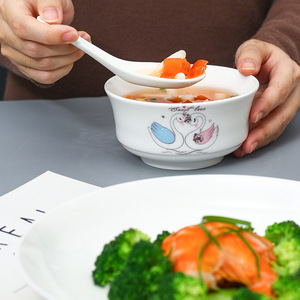 High Quality 2 4 6 Pcs Couple <b>Dinner</b> Bowl <b>White</b> Swan Ceramic Dinnerware <b>Set</b> for Wedding Gift - Product Image 5