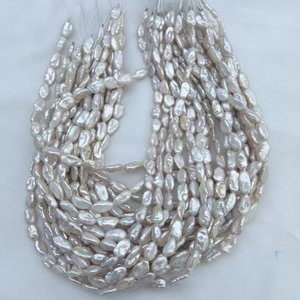 38 cm AAA Nature Perle D'eau Douce Brin, BIWA Keshi Baroque En Gros Bijoux Résultats Accessoires, perle Longueur 8x14mm - Product Image 1