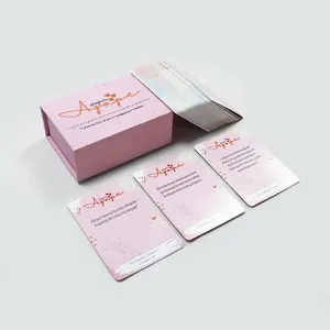 Tarjetas de juego de preguntas de parejas lisas Premium impresas personalizadas, juego de cartas de conversación rosa en español