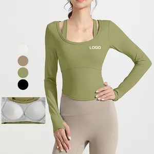 2023 New High Strength Shock proof Langarm Sexy BH Laufen Workout Gym Active Wear Sport Fitness Springseil Yoga BH Frauen