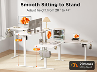 Bureau d'angle électrique réglable en hauteur avec trois moteurs en forme de L, table d'ordinateur électrique à 3 pieds pour le travail debout