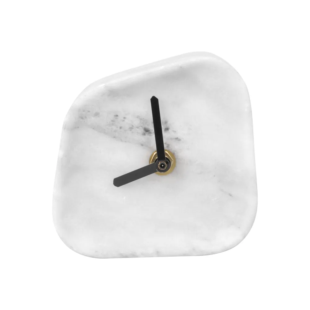 High-end decorativo per la casa Desktop in marmo orologio da tavolo in marmo arte arte orologi da tavolo per decorazione da tavolo in marmo pietra scrivania e scaffale orologi