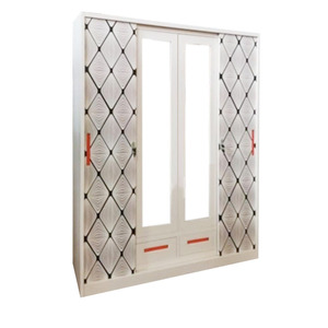 <span class=keywords><strong>Armadio</strong></span> Moderno per Camera da Letto, Guardaroba in Metallo con 4 <span class=keywords><strong>Ante</strong></span>, Mobile con 2 <span class=keywords><strong>Ante</strong></span> <span class=keywords><strong>Scorrevoli</strong></span> a <span class=keywords><strong>Specchio</strong></span> - Product Image 4