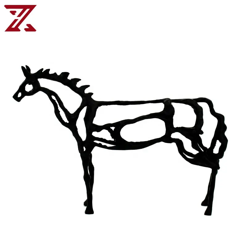 Estatuilla de caballo galvanizada creativa, escultura de animal hueco, adornos para decoración del hogar de escritorio