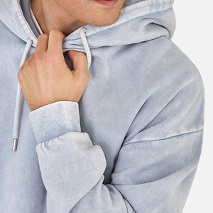 Sweat à capuche pour homme en coton 100% respirant, coupe oversize, délavé à l'acide, effet vieilli, avec logo personnalisé imprimé, sans doublure, style vintage - Product Image 4