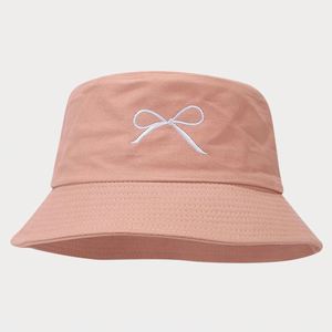 Korean Fashion Trend Bow Embroidery Ladies Bucket Hat Simple Macaron Beach Sun Hat with <b>Leaf</b> Pattern for Daily Casual Fishing - Product Image 4