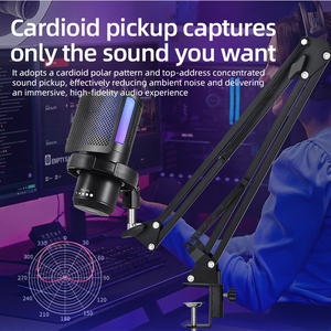 Set de Micrófono USB GAM-ZX798 para <span class=keywords><strong>PC</strong></span>, Micrófono de Condensador con Control de Ganancia, Luz Ambiental Colorida, Rejilla Antisalpicaduras y Brazo, Micrófono RGB USB para Juegos - Product Image 6