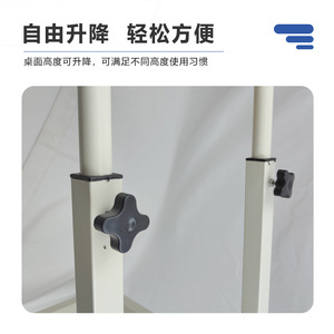 Adjustable Bedside <b>Table</b> Natural Wood Color Steel Frame Scissors Lift Portable <b>Computer</b> Desk <b>For</b> Elderly Pregnant Postpartum - Product Image 3