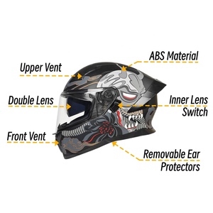 Nuevo Casco de Motocicleta Predator Integral con Gráficos de Velocímetro Inspirados en la Tecnología, Material ABS, Visores Dobles, para Todas las Estaciones, Doble D - Product Image 3