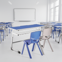 Meubles de classe bon marché, bureau scolaire double combiné, bureau scolaire double pour 2 étudiants, bureau scolaire universitaire double