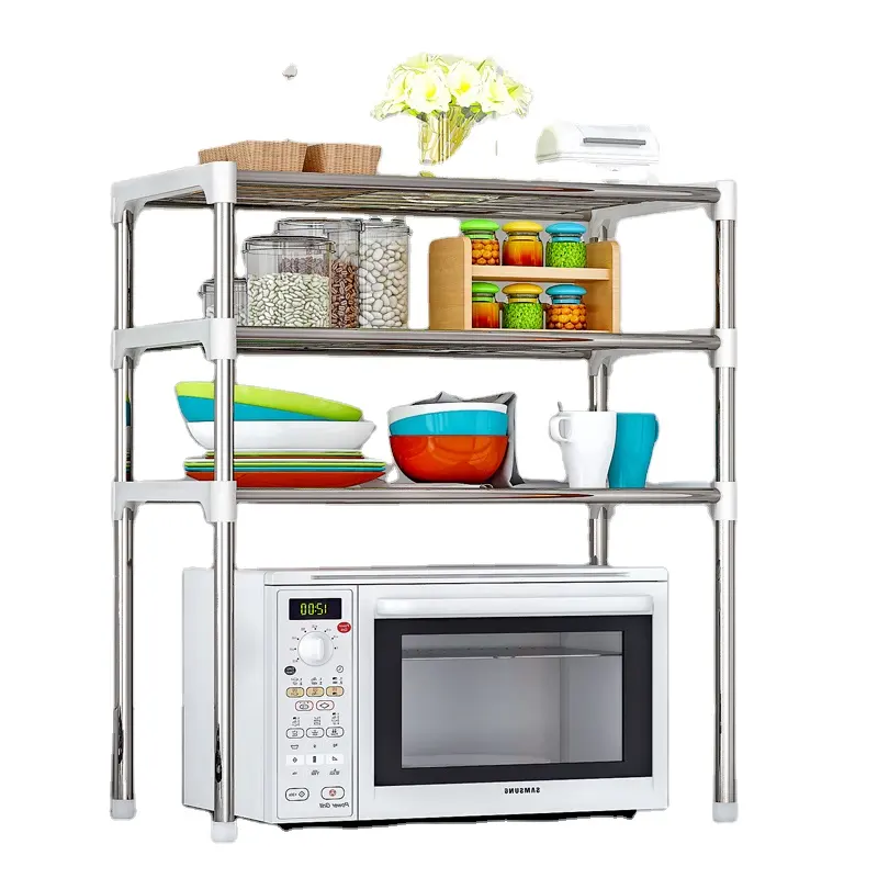 High Quality Metal Double-deck Microwave Oven Rack Kitchen Multifunctional Dish Shelf Storage Rack