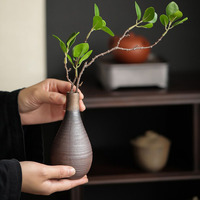 Vase de table en grès céramique chinois rétro fait à la main pour le salon fleurs séchées fleurons hydroponiques accessoires de cérémonie du thé