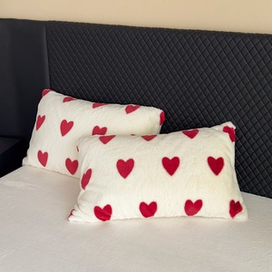 Ensemble <span class=keywords><strong>de</strong></span> literie quatre pièces en peluche moelleuse avec motif cœur, idéal pour la maison, comprenant une housse <span class=keywords><strong>de</strong></span> couette chaude et <span class=keywords><strong>simple</strong></span> - Product Image 6