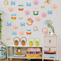 4 Buah/Set Jepit Rambut Kain Kupu-kupu Kartun Lucu untuk Bayi Perempuan & Stiker Poni Aksesori Rambut untuk Segala Acara