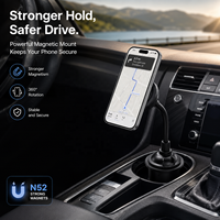 Support de téléphone universel magnétique télescopique à ventouse pour grille d'aération de voiture 3-en-1 avec bras télescopique et ventouse