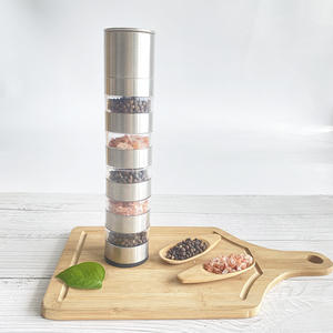 <span class=keywords><strong>Moulin</strong></span> à <span class=keywords><strong>sel</strong></span> et <span class=keywords><strong>poivre</strong></span> argent 5 en 1 <span class=keywords><strong>Moulin</strong></span> à <span class=keywords><strong>poivre</strong></span> manuel en acier inoxydable avec chambres à épices transparentes - Product Image 3