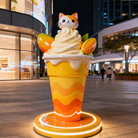 Grande statue de crème glacée en fibre de verre imperméable pour la décoration de la place commerciale et du parc, sculpture de modèle de crème glacée