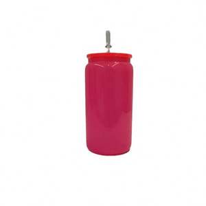 16Oz <b>Clear</b> Plastic Mug 16 Oz Colorful Plastic Beer Can <b>With</b> Bamboo <b>Lid</b> and Straws - Product Image 3