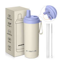 Bouteille d'eau écologique durable multicolore avec logo personnalisé, 18 oz, en acier inoxydable 304, avec poignée et paille