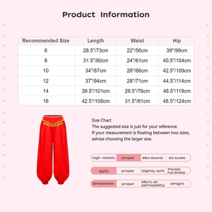 Pantalon court rouge pour filles de 6 à 16 ans, pantalon ample pour danse latine, danse du ventre, pour fête à thème, spectacle sur scène, récital de danse - Product Image 6